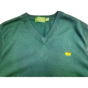 100% Cotton Amen Corner Sweater Vest Men's L Green The Masters Augusta Golf